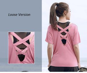 Yoga Outfit L-4XL Chemises de grande taille pour femme Fitness T-shirts de course Sport à manches courtes à manches courtes Gym Topsyoga