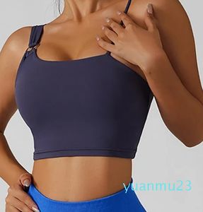 Traje de yoga Sensación desnuda Sujetadores deportivos para mujeres Correas de hombro únicas Sujetador Soporte medio Push Up Entrenamiento Transpirable Gimnasio Tops Bralette