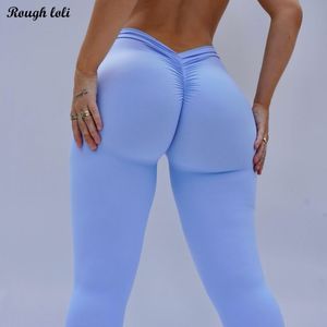 Traje de yoga Nylon V Back Booty Pantalones para mujeres Scrunch Butt Leggings Entrenamiento Gimnasio Medias Sexy Sports Legging Active Wear 230531