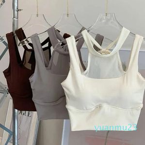 Traje de yoga Sexy Tie Up Cultivos Chica Fitness Push Crop Top Mujeres Deporte Bras Atlético Chaleco Gimnasio Camisa