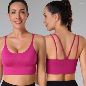 Yoga Outfit Sport Bras Femmes Push Up Soutien-gorge Grande Taille Crossover Beauté Dos Sans Jante En Acier Séchage Rapide Antichoc Courir Fitness Grand