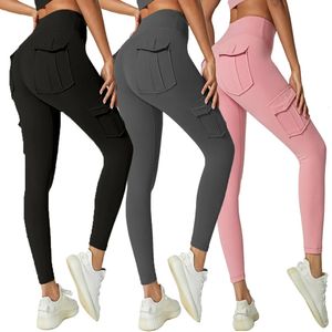 Yoga Outfit Femmes Work Out Fitness Gym Wear Pantalon de poche Leggings Compression extensible Taille haute 231020