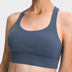 Traje de yoga Wyplosz Verano Mujer Sujetadores deportivos Fitness Entrenamiento Sutian Feminino Alta resistencia A prueba de golpes Cómodo Elástico Cruz Sexy Botón