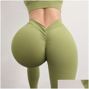 Yoga Outfit Cozok Nu Sensation Retour V-Taille Pantalon Femmes Sans Couture Gym Sports Leggings Y Fitness Entraînement Push Up Collants Drop Livraison Dhcg0