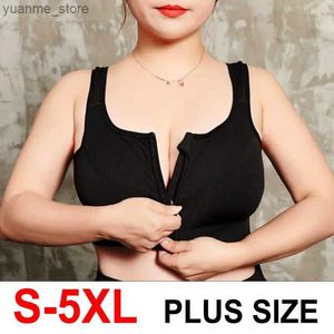 Yoga Tenues S-5xl Hot Sports Top Top Yoga Bra Femmes Shockproof Gym Shirt Sports Bra Front Zipper Big Lady Push Up Brassiere Sportswear Plus Taille Y240410