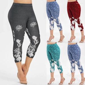 Trajes de yoga S-5XL Pantalones de talla grande Mujeres Estampado floral Capris Fitness Leggings 2024 Jogger Sexy Gym Run Push Up Entrenamiento Ropa deportiva