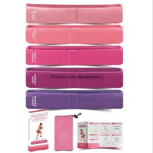 Bandes d'entraînement élastiques de yoga pilates 5 niveaux tubes de bande de résistance au latex nature boucles de fitness sportives 5pcs / set extenseur de cordes pour les jambes boucle de tension de squat de hanche