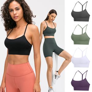 LL Soutien-gorge de yoga Sweatwear Gilet d'entraînement énergétique pour femme Débardeur Débardeur à épaules fines Débit Y Soutien-gorge de sport Sous-vêtements Sensation nue Absorption des chocs Rassemblés Fitness Running SweatTops