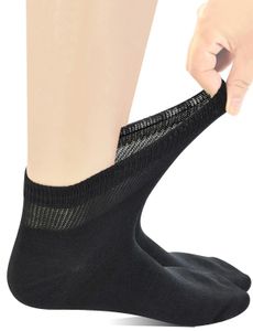 Yomandamor Mens Coolmax Chaussettes diabétiques larges à la cheville avec orteils sans couture5 paires 240321