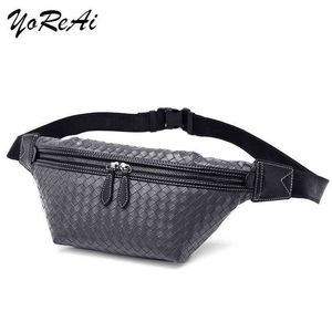 Yorai New Men Fanny Pack Teen Fashion Pu Leather Riñoneras Male High Capacity Shoulder Bag Riñonera Travel Phone Pouch Bags J220705