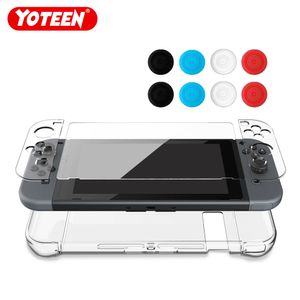 Yoteen 12 en 1 étui transparent en cristal mince pour Nintendo Switch avec protecteur d'écran en verre trempé et capuchons de pouce