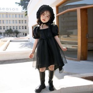 YourSeason mode filles élégante robe de soirée enfants queue d'aronde coton fille maille enfants été 2021 robes noir blanc Q0716