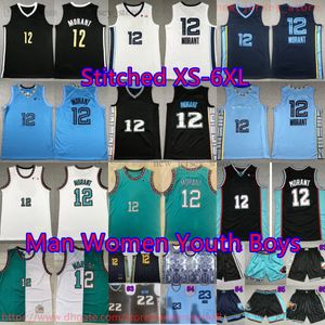 Personalizado S-6XL Baloncesto 12 Ja Morant Jersey 2023-24 New City Stitched 23 Derrick Rose Jerseys Shorts Azul Blanco Hogar lejos Camisas deportivas transpirables