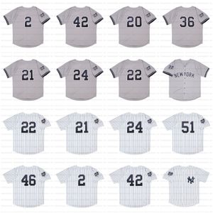 Yankees Derek Jeter 2000 Maillots de baseball de la Série mondiale Paul O'Neill Roger Clemens Tino Martinez David Cone Mariano Rivera Andy Pettitte Bernie Williams