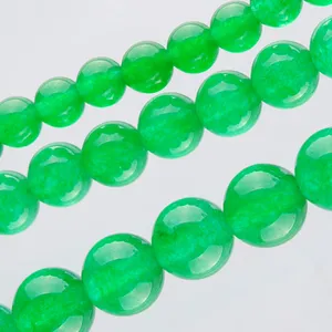 Yowost Natural Green Jade Beads Loose Gemstone Ronda 6 mm de 8 mm 10 mm Strand espaciador para fabricar pulseras Accesorios de joyería BG306