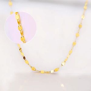 Yunli Real 18K Gold Jewelry Collier Simple Tile Chain Chain Design Pure Au750 Pendant pour femmes Fine Cadeau 220722 333F
