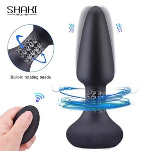 Yutong Vibration Butt Plugs Rotation Beads Vibrator Prostate Massagem Controle Remoto Sem Fio Anal Plug Brinquedos Adultos Para Homem Mulher2385