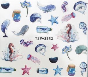 YZWLE 2019 nouveauté autocollants pour ongles souhaitant bouteille/dauphin/étoile de mer motif végétal 3D autocollant de manucure autocollant d'eau pour ongles