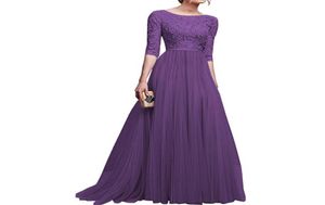 Zebery Fashion Mid -Sleeve Lace Chiffon Dress Woman Wedding Wedding Holding Flow Vestina Vestido 6095698