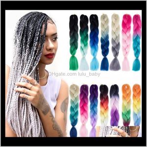 Zf Jumbo Braid Ombre Deux Trois 24 pouces 100G Mixed Black People Fashion Sythetic Hnkpd Bulks Bhrvk