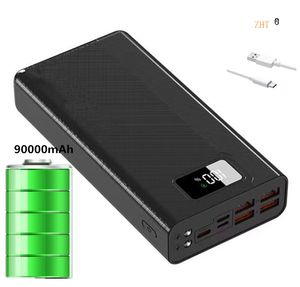 ZHT ~ 90000 mAh USB C Power Bank Android 100 W batterie de charge rapide avec affichage numérique, chargeur de téléphone portable mince