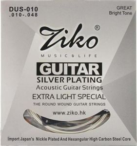 Ziko 010048 DUS010 ACOUSTIC Guitar Strings Piezas de guitarra plateada Instrumentos musicales Accesorios253626111