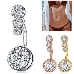 Zircon cristal nombril anneaux pour femmes Nombril Ombligo nombril anneau acier chirurgical haltère coeur rond corps Piercing bijoux