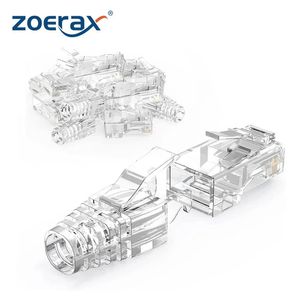 Zoerax RJ45 Cat6 passe par les connecteurs et les bottes de décharge de déformation EZ pour serrer la fiche modulaire pour le câble réseau solide ou échoué 240430