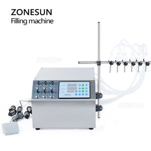ZONESUN – Machine de remplissage semi-automatique à 6 têtes, distributeur de dosage de liquide pour jus de fruits, eau minérale, liquide d'embouteillage, ZS-DPYT6P