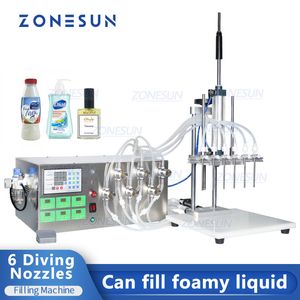 ZONESUN 6 buses injectables Machine de remplissage liquide électrique semi-automatique huile essentielle parfum eau pompe magnétique remplisseur
