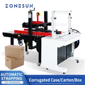 ZONESUN – Machine automatique de scellage de carton, équipement d'emballage de cerclage, système de boxe rationalisant ZS-FK5050S