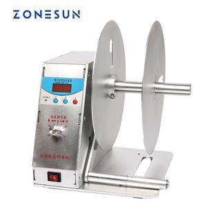 ZONESUN Equipo industrial automático Rebobinador de etiquetas para ropa Etiqueta de lavado Etiqueta de código de barras Etiqueta de precio Etiqueta autoadhesiva Etiqueta adhesiva Velocidad ajustable