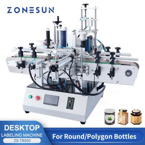 Zonesun Machine d'emballage automatique ZS-TB550 Machine d'étiquetage automatique pour le pot à bouteille hexagonal polygonal irrégulier