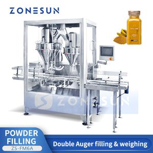 ZONESUN – Machine de remplissage automatique de poudre, à double tarière, pour épices, café, protéines, équipement d'emballage, peseuse de contrôle ZS-FM6A