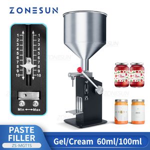 Máquina de llenado de miel ZONESUN, máquina de llenado Manual de botellas de pasta líquida, crema cosmética, salsa para Pasta, mantequilla de maní, ZS-MGT1S de envasado de alimentos