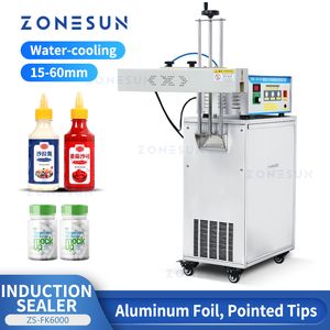 Máquina de sellado por inducción ZONESUN, sellador de papel de aluminio, punta puntiaguda, tapa de plástico, línea de producción de tapas de botellas, ZS-FK6000