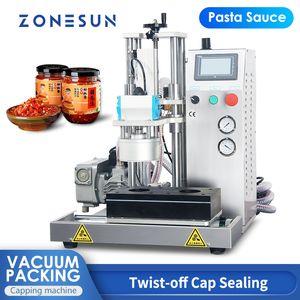 ZONESUN – Machine de capsulage de bocaux, emballage sous vide, bouteille en verre semi-automatique, peut se tordre, scellage supérieur, Production de sauce chili ZS-XG201