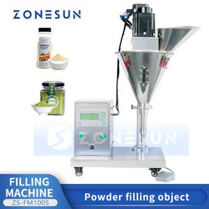 ZONESUN-rellenador de polvo semiautomático, dosificador, aplicación para harina, cacao, Matcha, máquina llenadora de polvo, ZS-FM100S