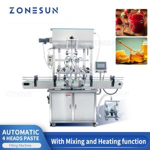ZONESUN ZS-YT4T-4PM Machine de remplissage automatique Curry pâte de piment liquide mélange chauffage remplisseur