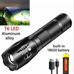 Zoom Mini T6 LED Lampe de Poche Tactique Lampe Torche 3000 Lumens Étanche Vélo Lumière USB Rechargeable 18650 Batterie Chasse Lampe Lumières Alkingline