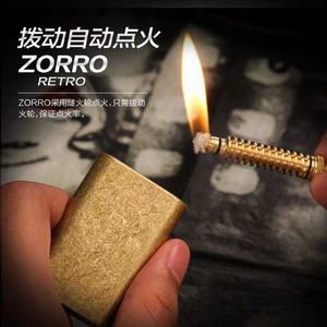 Zorro Original Pur Cuivre Match Rétro Kérosène Huile Cigarettes Briquet Tirer Allumage Feu Hommes Fumer Outil Cadeau pour Homme XGHH