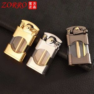 Zorro – vieux bascule en métal rétro, réservoir Transparent, briquet à Kerosene, nouveau modèle créatif, meule, outil pour fumer pour hommes