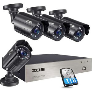 Système de caméra de sécurité Zosi 3K Lite avec détection de véhicules humains AI, enregistreur DVR TV HDD HDD H2658C, 4x HD 1920TVL 1080P