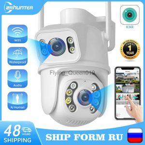 ZRHUNTER 8MP 4K PTZ caméra IP double objectif détection humaine CCTV caméra de sécurité Vision nocturne caméra de Surveillance Wifi extérieure ICsee HKD230812