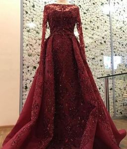 Zuhair Murad Robes De Soirée De Luxe Jewel Neck Manches Longues Paillettes Robe De Bal Dubaï Bling Cristal Parti Pageant Robes Plus La Taille