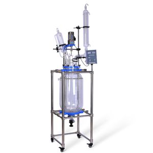 ZZKD Lab Supplies Reactor de vidrio de doble capa de 50 l Recipiente de reacción de presión negativa/vacío con camisa grande para extracción de cristalización de destilación química