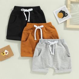 -01-03 Lioraitiin 0-3 ans enfant en bas âge enfants garçons 3 pièces pantalons courts décontracté fête rue printemps été solide cordon pantalon 240305