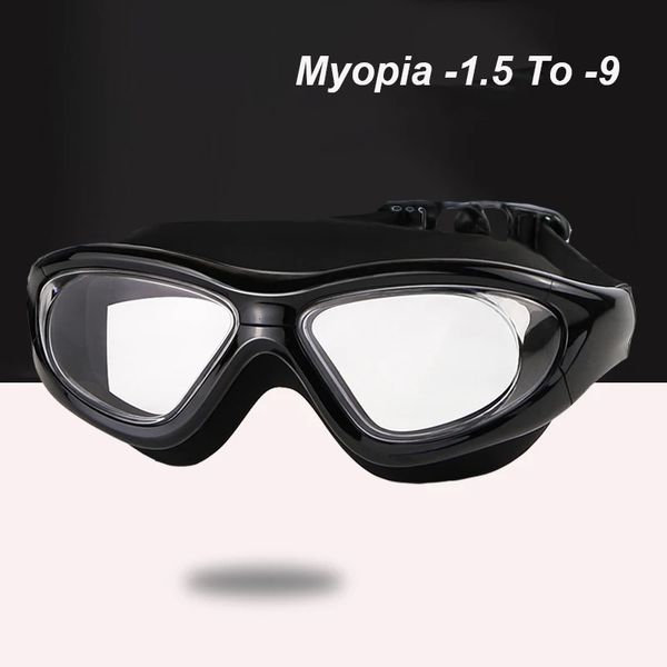 -1,5 à -9 lunettes de natation myopie adultes hommes femmes grand cadre HD clair ou galvanisé étanche anti-buée lunettes de natation 240322