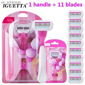 (1 Handvat + 11 Blades) kwaliteit Veiligheid Scheermesje Vrouwen Schoonheid Bikini Ontharing Scheren Set Venus Scheerapparaat Vervangende Hoofden L230523