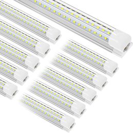 (10-pack) 8ft LED-winkellichtarmatuur, 90W, 5000K daglichtwit, Hight Output T8 Integrated Tube Lights, D Shape 3 Rows, 8 Foot Linkable Winkeling voor garage workshop